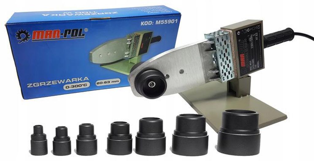 MAR‑POL Zváračka rúrok z PVC/PP 1100 W – 0–300 °C, 16–63 Obrázok produktu 
