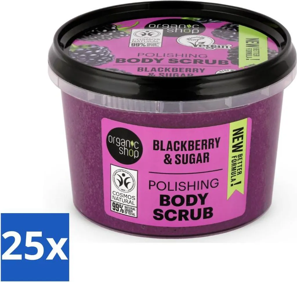 Scrub Corpo Organic Shop Mora e Zucchero - Kit 25 Pezzi Risparmio