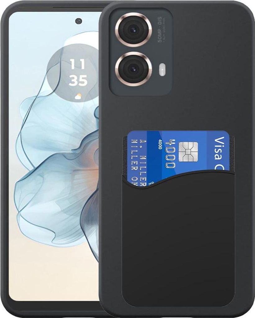 Geeignet für Motorola Moto G24 Power Phone Case mit Silikon-Kartenhalter - Flexible Back Cover Case Silikon TPU mit Silikon Cardslot - Schwarz - S...