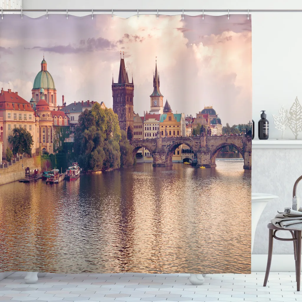 ABAKUHAUS Tenda Doccia Praga 175x180 cm Antimuffa con 12 Anelli