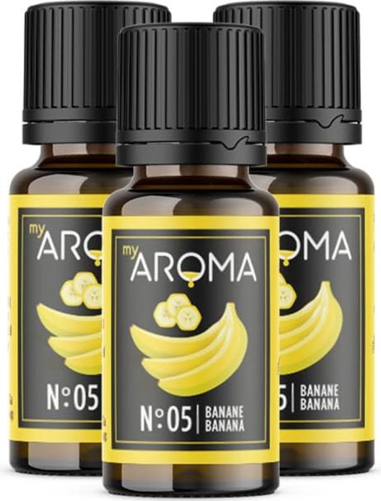 myAROMA Flavour Drops Banane – 3x10ml, zuckerfrei, kalorienfrei & vegan, Naturaroma für Backen und mehr