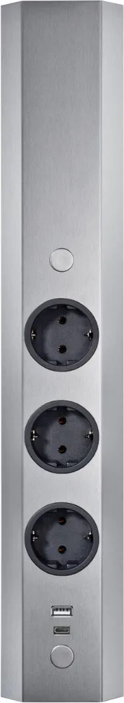 Colonne d'énergie ST 3081/3 USB A+C en INOX avec 3 prises de courant