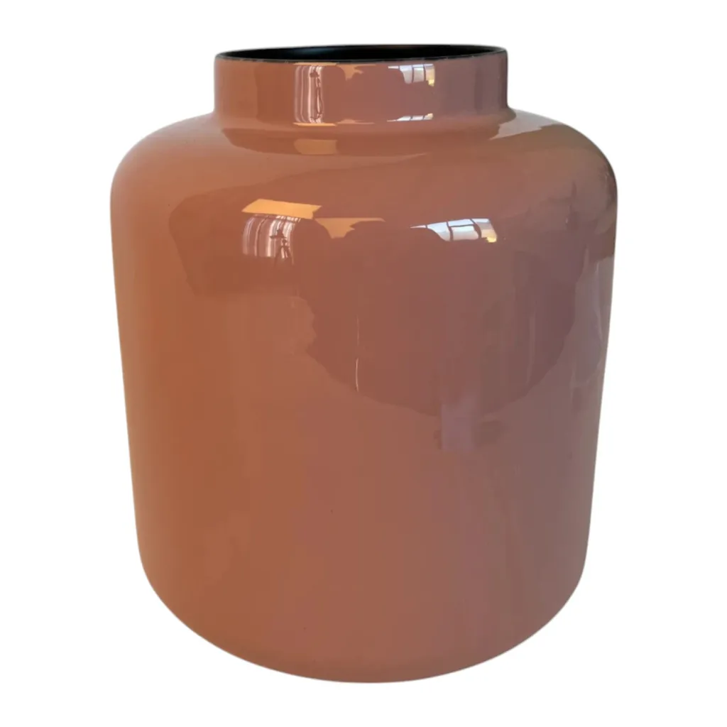 Vase design pour fleurs fraîches rose et noir Mystique en métal chic