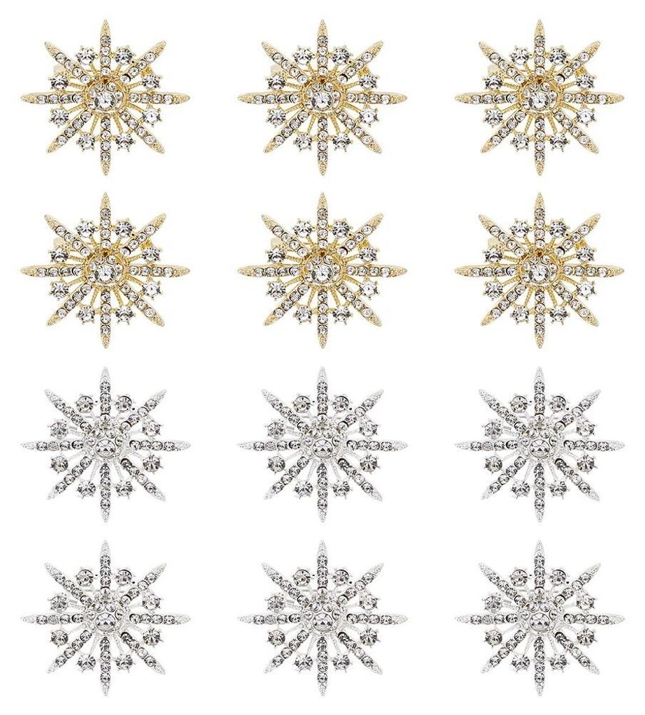 Set mit 12 Strass-Schneeflocken-Broschen für festliche Produktbild 