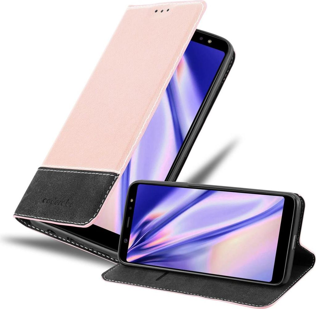 Cadorabo Hülle für Samsung Galaxy A6 PLUS 2018 Schutzhülle in Rosa SHandyhülle Book Case Etui Kunstleder