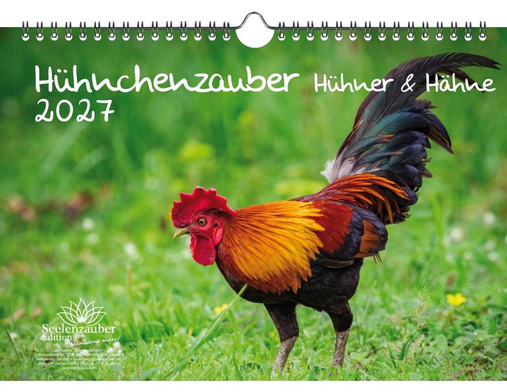Hünchenzauber Hühner und Hähne DIN A4 Kalender für 2027 Vogel - Seelenzauber
