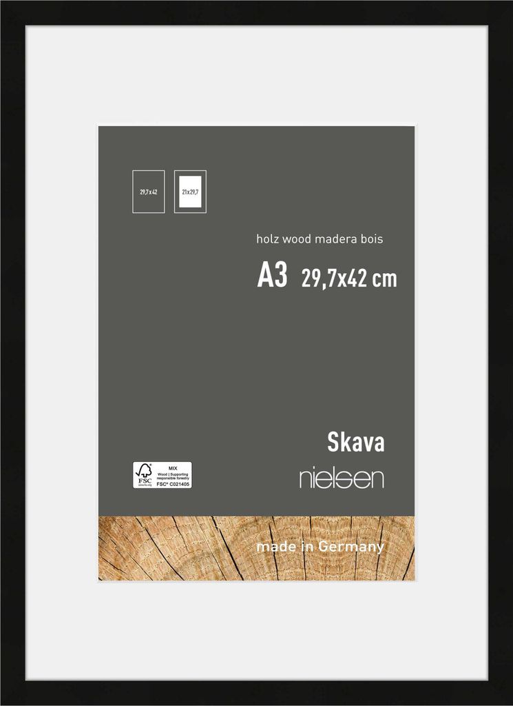 nielsen Holz Bilderrahmen Skava Schwarz, 29,7 x 42,0 cm Produktbild 