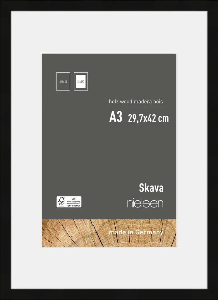 Cornice per Foto A3/A4 Nielsen Skava Legno Nero | Qualità Galleria