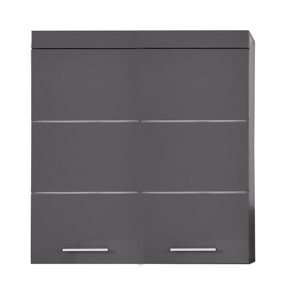 Meuble Haut de Salle de Bain Gris Anthracite Brillant avec 2 Portes
