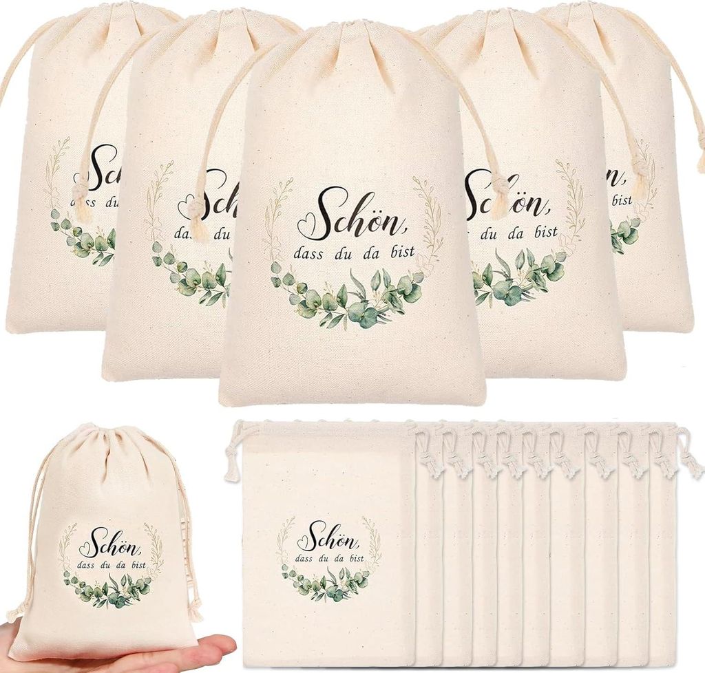 Stoff-Geschenksäckchen 10x15 cm Beige 50 Stk. Baumwollbeutel Gastgeschenke