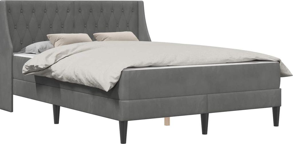 vidaXL Bettgestell mit Matratze Dunkelgrau 140 x 200 cm Samt