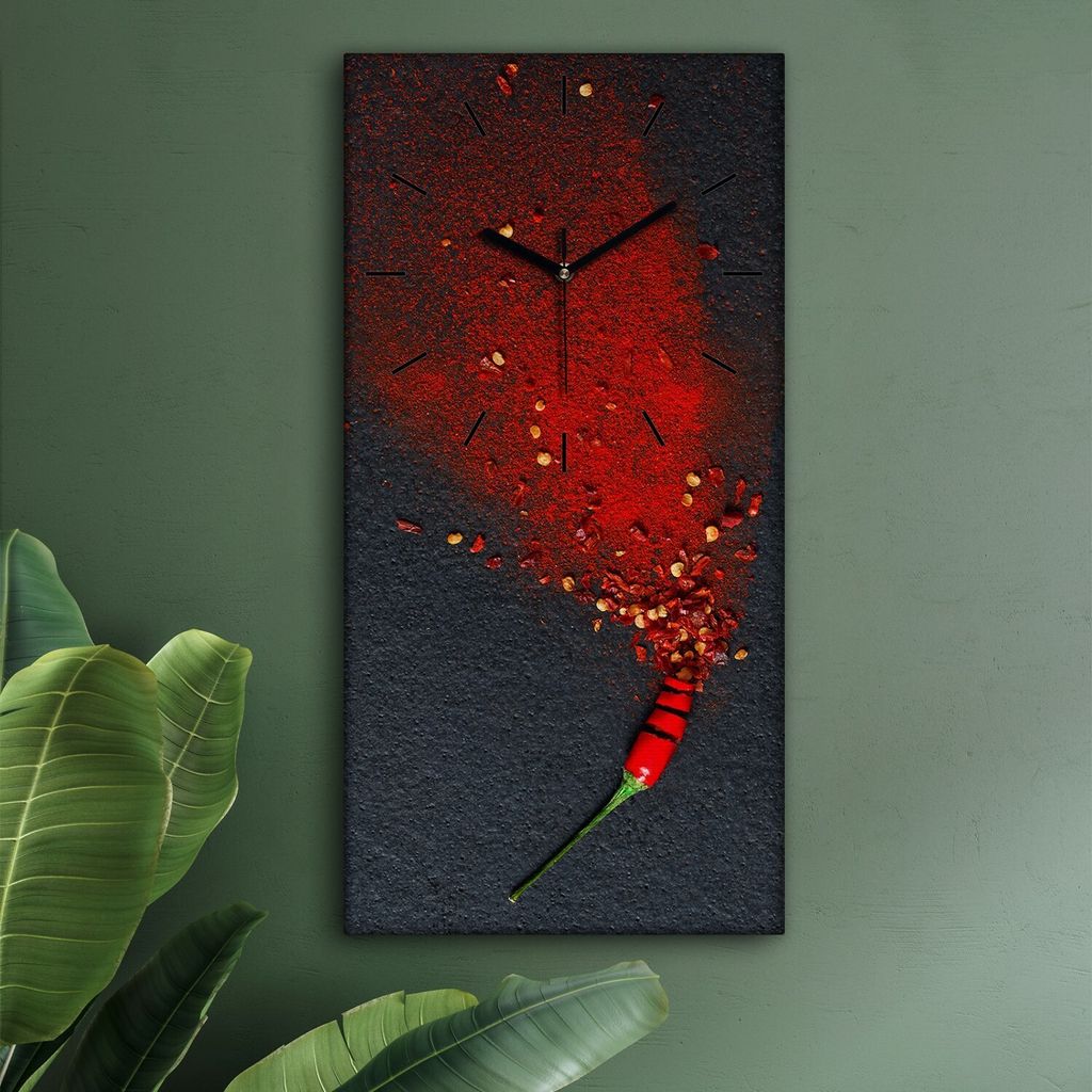 Wohnzimmer Leinwand Uhr Geräuschlos Küche 30x60 Gewürze, Gemüse, Motive, schwarze Zeiger