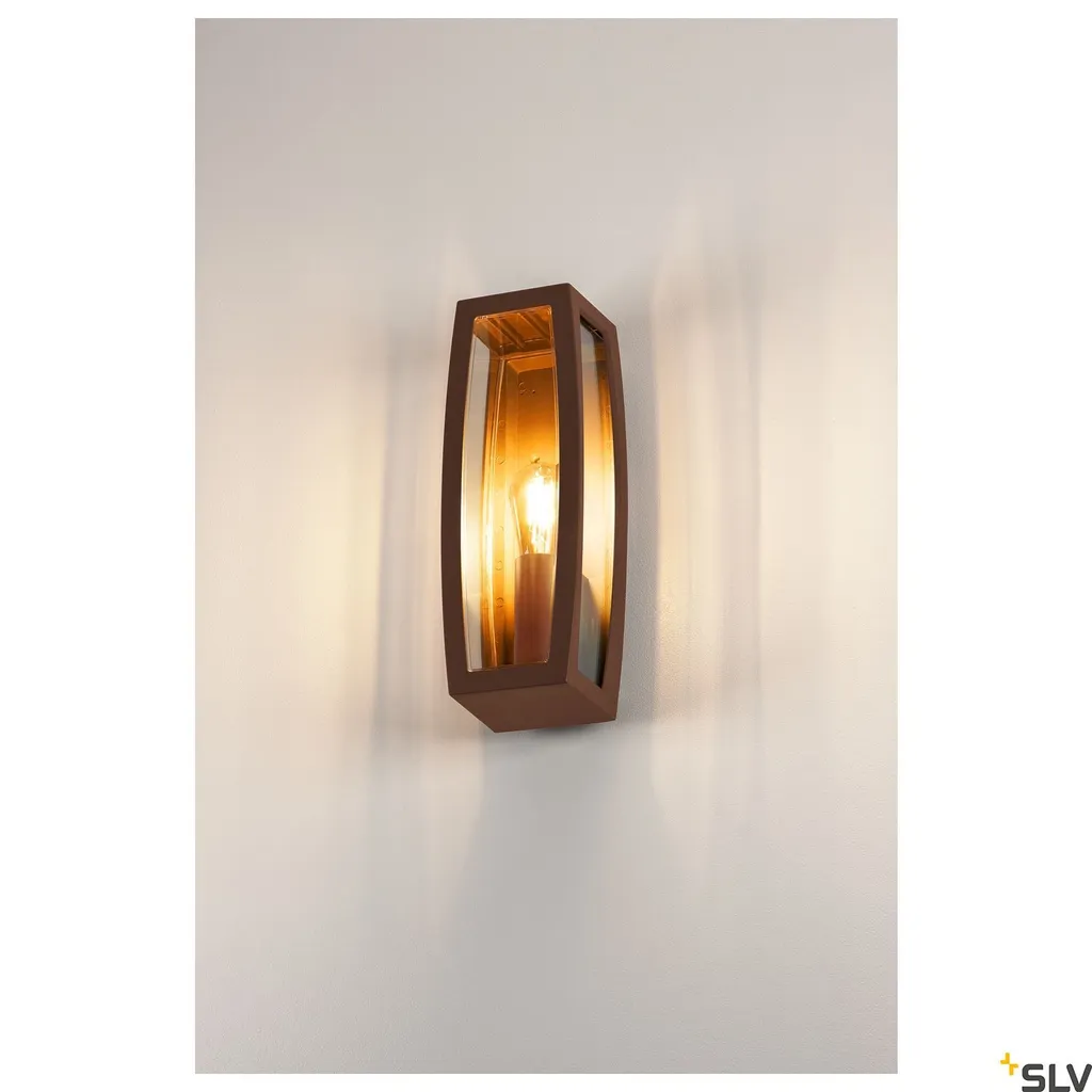 Lanterne murale extérieure Meridian Box E27 carrée finition rouille