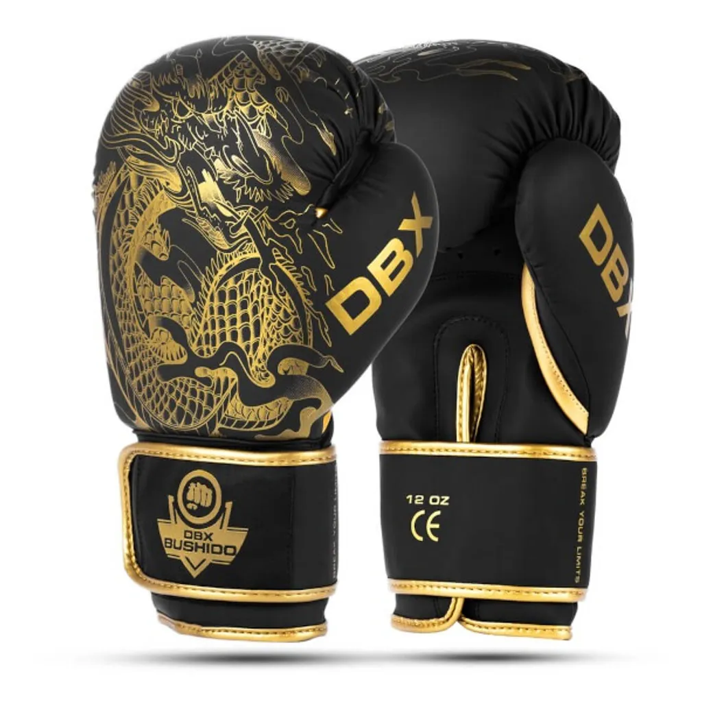 Gants de boxe DBX BUSHIDO Gold Dragon 16 oz - Équipement de combat pro