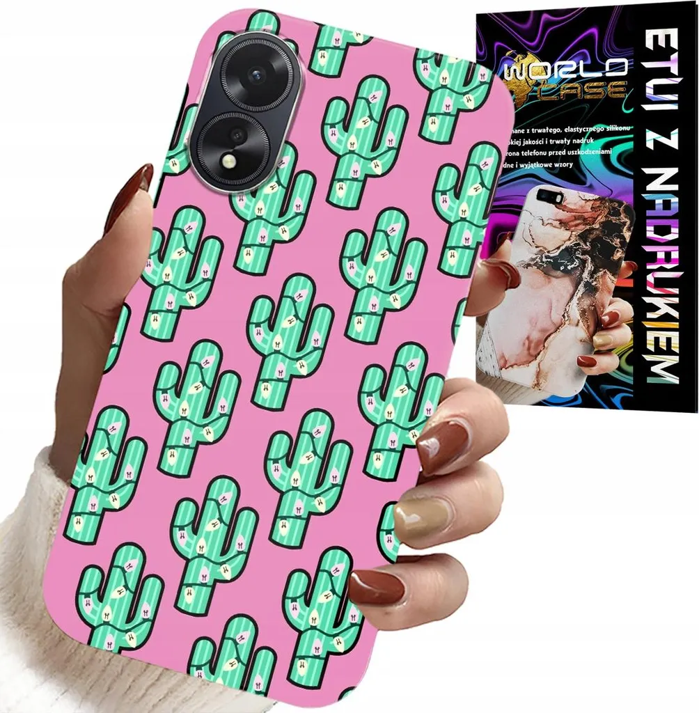 Custodia per Oppo A38 4G - Cactus, Cactus su sfondo rosa + Foil