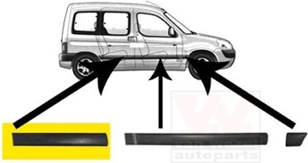 VAN WEZEL Zierleiste für die Tür Hinten Rechts Leiste passend für PEUGEOT PARTNER Combispace (5F) 4051426