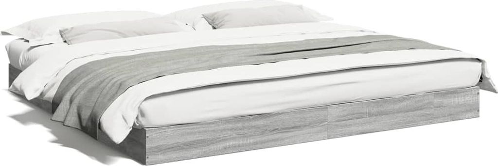 vidaXL Bettgestell ohne Matratze Grau Sonoma 180x200 cm Holzwerkstoff