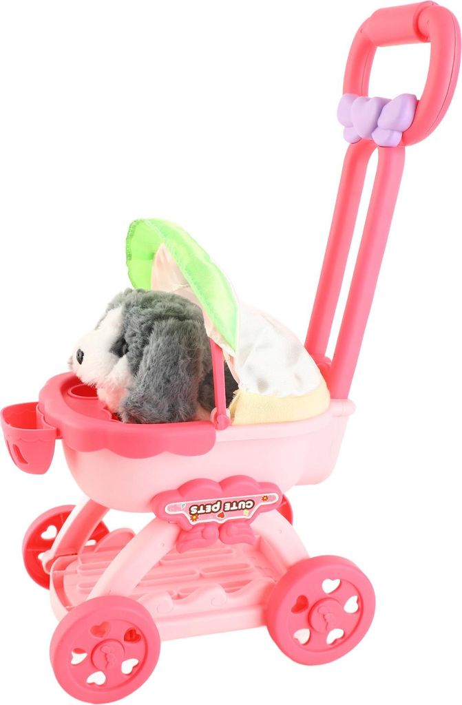 Haustier-Puppen-Kinderwagen-Spielzeug, Rollenspiel-Hund, großer Schiebewagen, pädagogisch für Jungen, Mädchen, Kinder, Husky