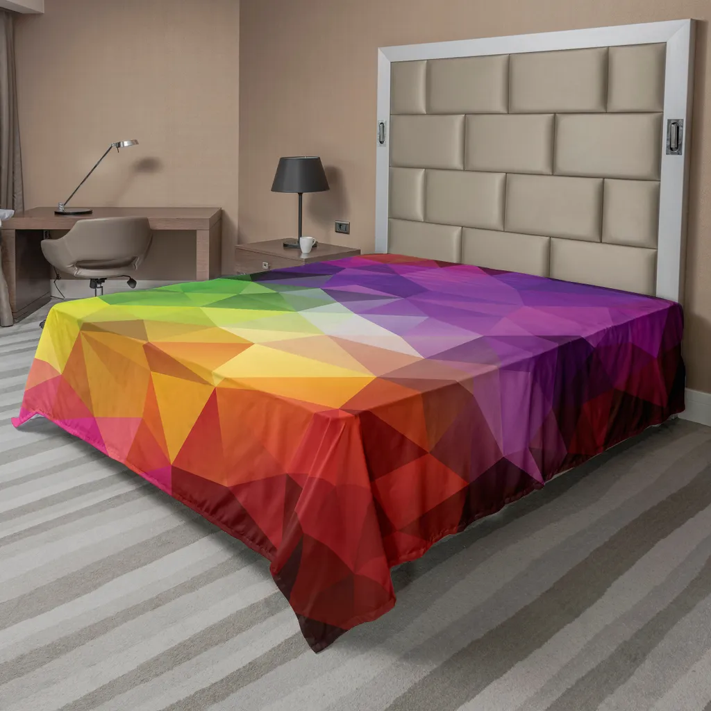 ABAKUHAUS Lenzuolo astratto, forme geometriche astratte colorate con poligoni triangolari artistici, lenzuolo morbido e confortevole per un letto decorativo 1 pezzo 260 cm x 228 cm, multicolore