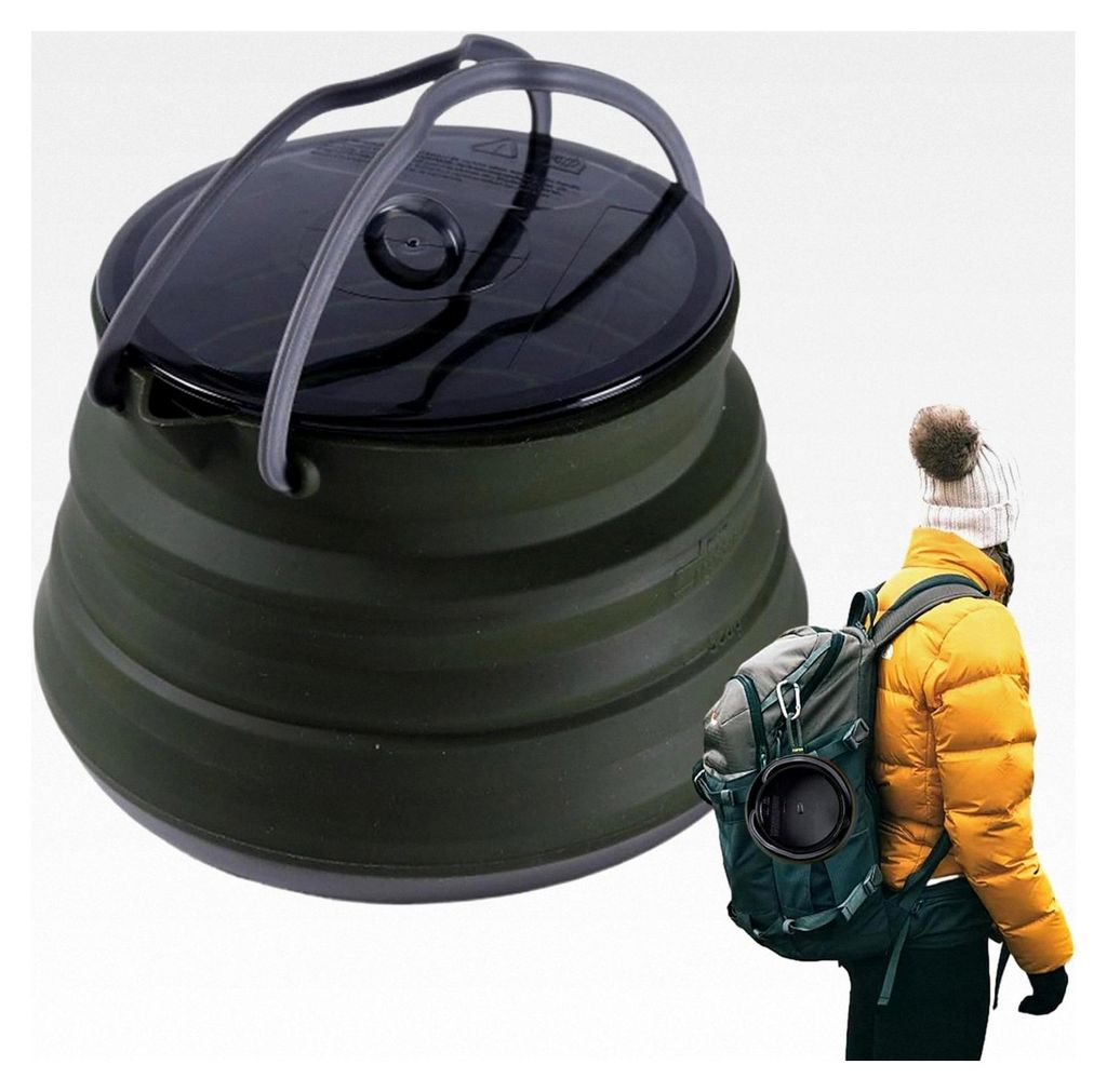 Faltbarer Silikon-Kochtopf, 1,5 l Wasserbehälter mit großem Volumen, kompaktes Design für Outdoor-Aktivitäten, geeignet für Wandern und Reisen