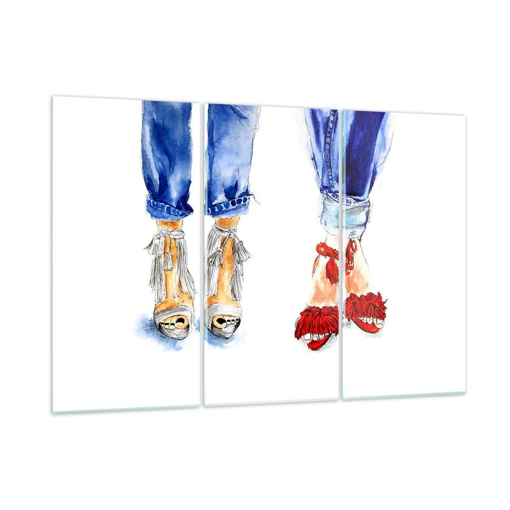 Bilder auf glas - Heels Mädchen Mode Jeans - 165x110cm - Glasbilder - Wandbilder - Kunstdruck - zum Aufhängen bereit - Wanddekoration aus Glas - ...