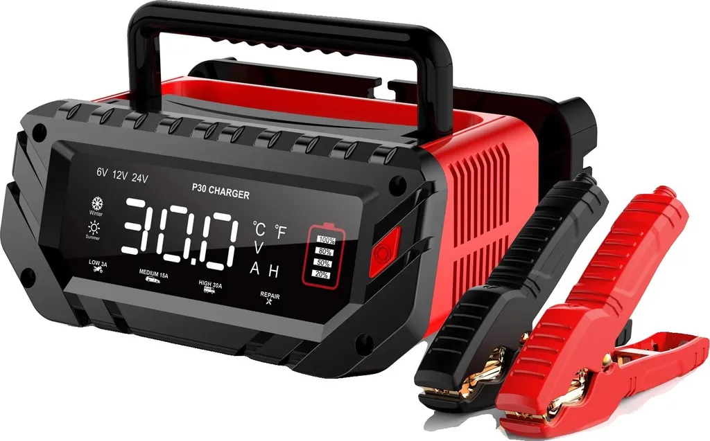 Dépannage batterie à plat : chargeur automatique 30A 6V/12V/24V fiable