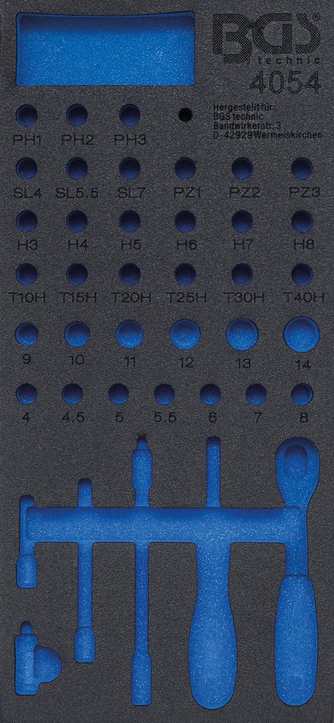BGS 4054-1 1/3 Werkstattwageneinlage, leer für: Steckschlüsselsatz 6,3 (1/4), 40-tlg.