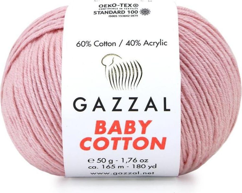 A ball of pink yarn with a label.