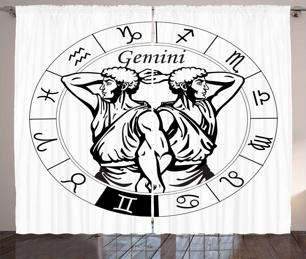 ABAKUHAUS Sternzeichen Zwillinge Rustikaler Gardine, Männlich Greek Twins, Schlafzimmer Kräuselband Vorhang mit Schlaufen und Haken, 280 x 175 cm...