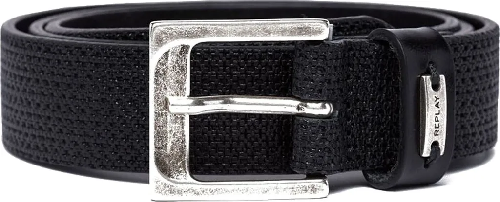 Replay Cintura Uomo W105 Nero in Pelle - Accessorio Denim Originale