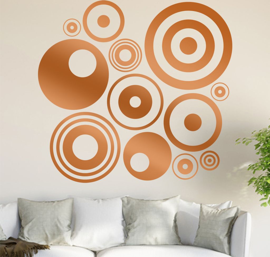 Retro Ringe Wandtattoo in 6 Größen - Wandaufkleber Wall Sticker - Dekoration, Küche, Wohnzimmer, Schlafzimmer, Badezimmer