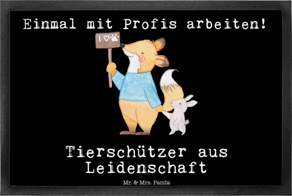 Mr. & Mrs. Panda fußmatte Tierschützer Leidenschaft 40 x 60 cm - Schwarz - Geschenk, Schuhabstreifer, Gummimatte, abstreifer, Gummi-Fußmatte, Sc...
