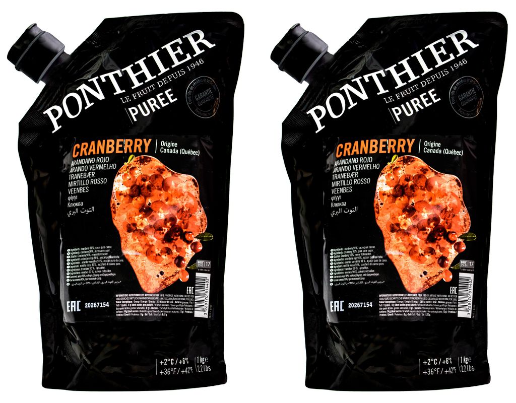 Ponthier CRANBERRY PÜREE Moos-Beeren-Frucht-Püree 2x 1KG Produktbild 