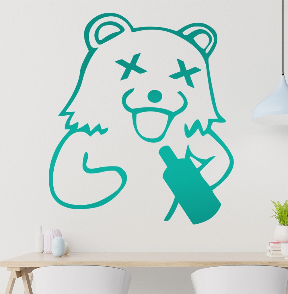 säufer Pedobär Wandtattoo in 6 Größen - Wandaufkleber Wall Sticker - Dekoration, Küche, Wohnzimmer, Schlafzimmer, Badezimmer