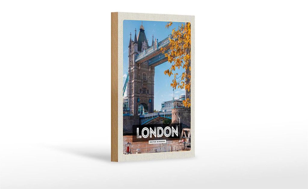 Holzschild Reise 12x18cm London UK Big Ben Reiseziel Schild
