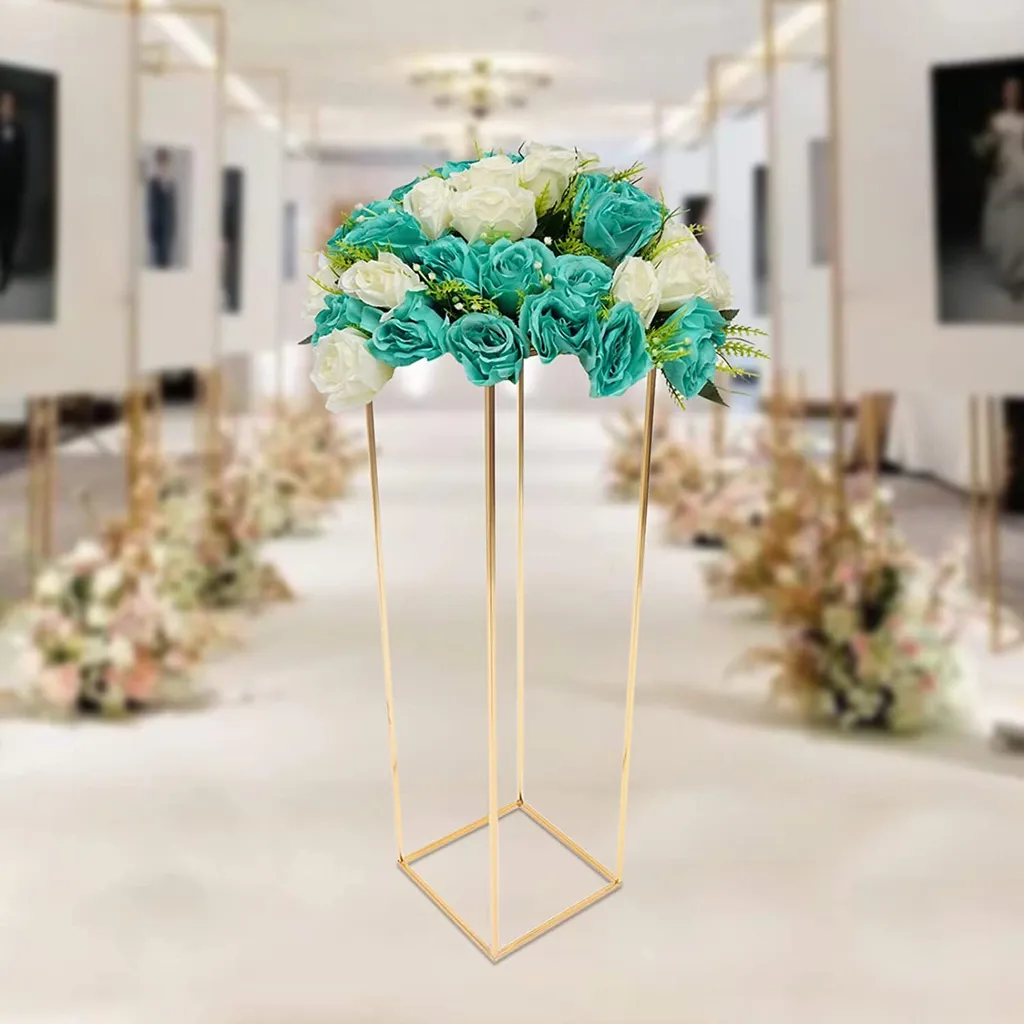 Support à Fleurs au Sol Doré - Colonne Décorative en Métal de 100 cm