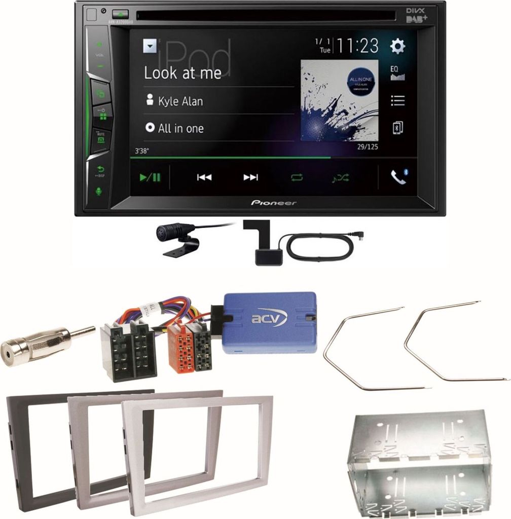 Pioneer AVH-A3200DAB Bluetooth Einbauset für Opel Omega B Meriva A Agila Vivaro