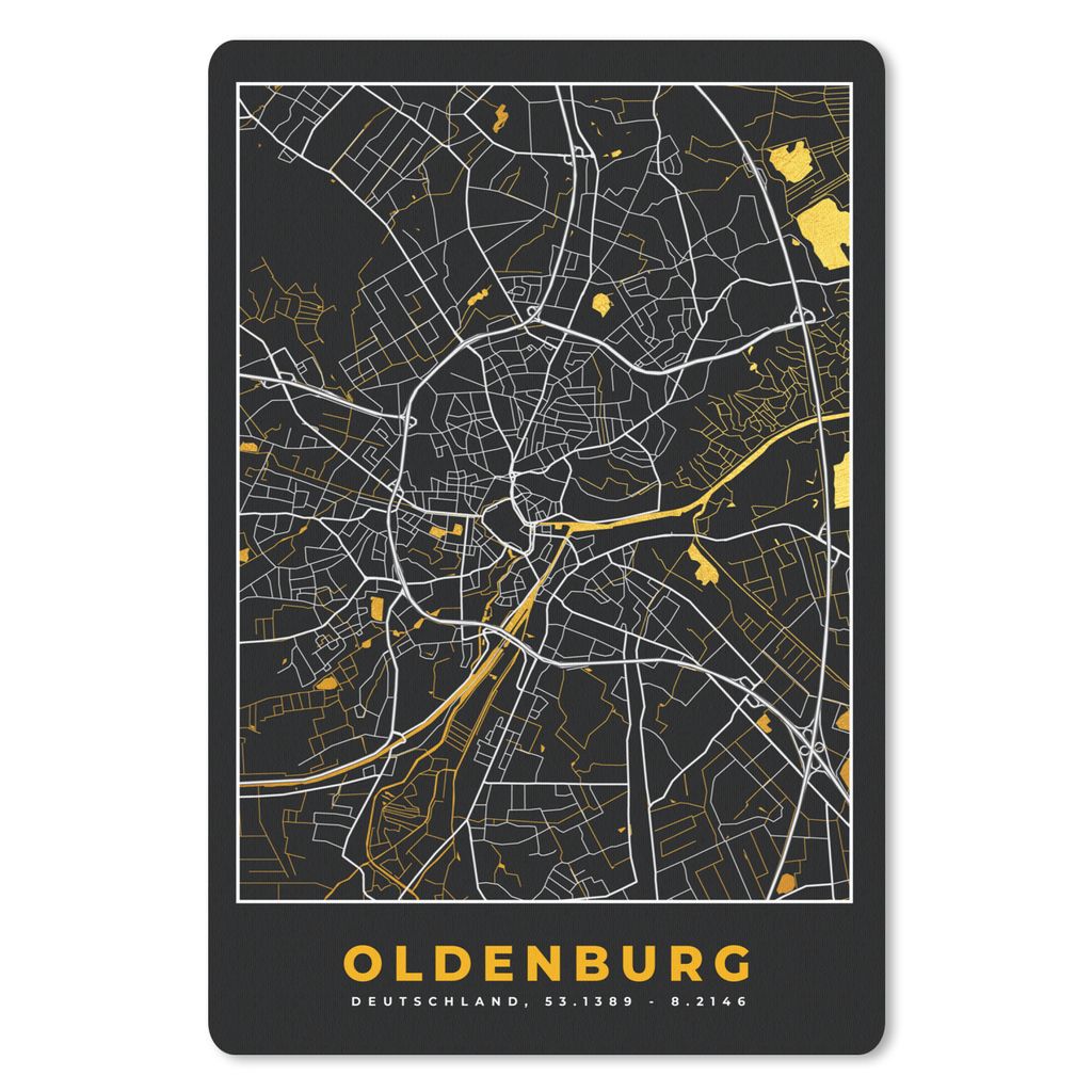 MuchoWow Mauspad Mousepad Oldenburg - Deutschland - Gold - Stadtplan - Karte 18x27 cm - Mousepads - Maus Mat - Pad - Mausunterlage