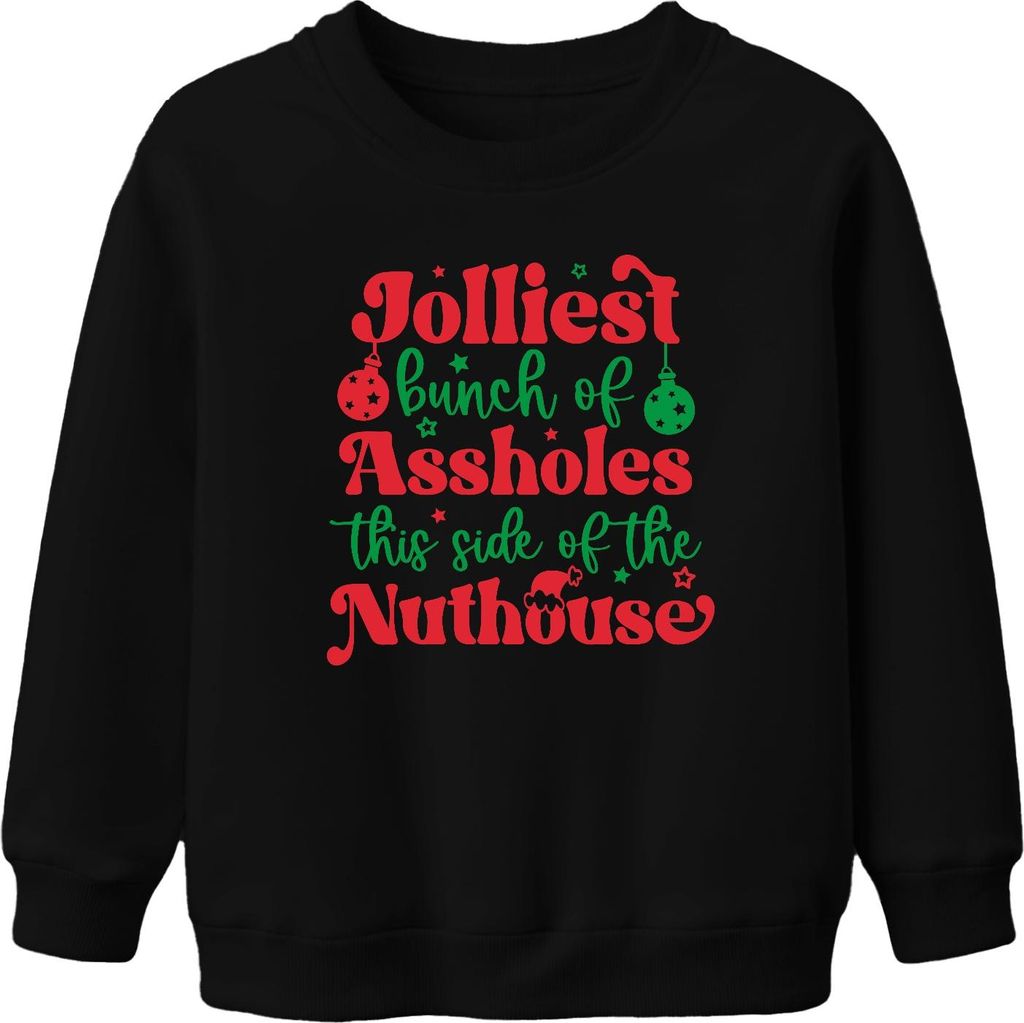 Jolliest Bunch of Assholes Weihnachten lustig Geschenk Party Uni Kinder Sweatshirt Pullover, Schwarz, 152