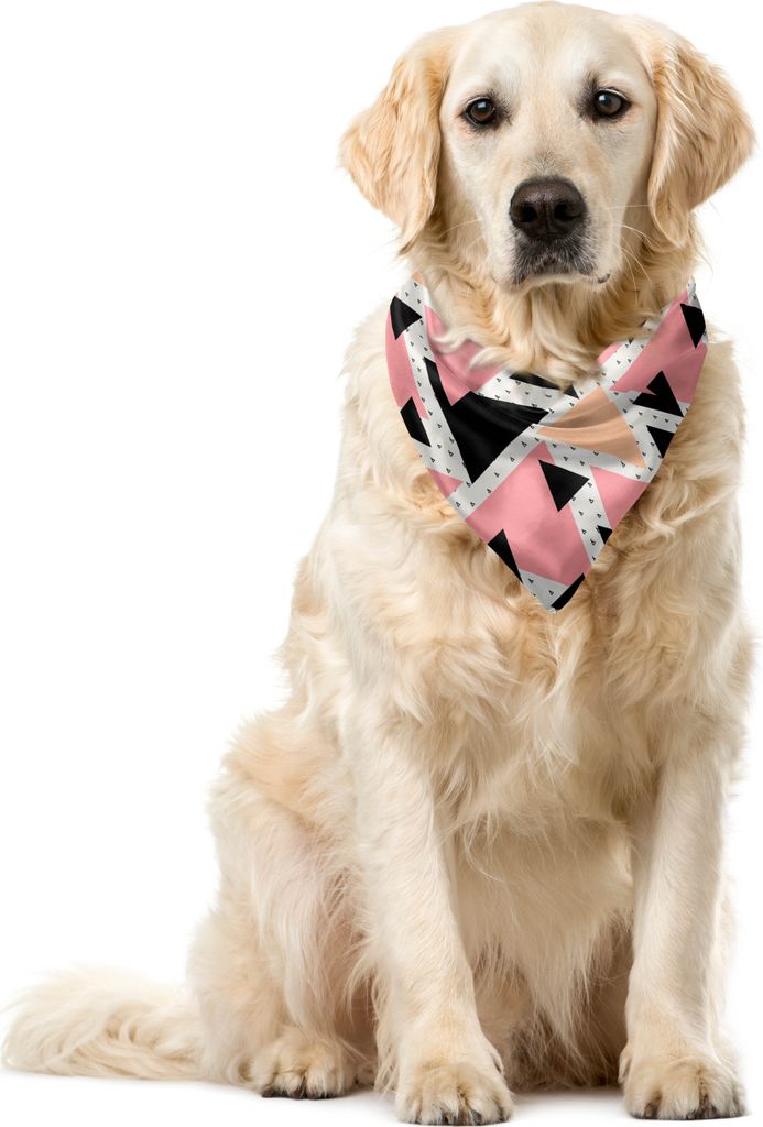 ABAKUHAUS Geometrisch Haustier Bandana, Moderne Gekritzel-Kunst, 55x55 cm, Peach Coral Schwarz