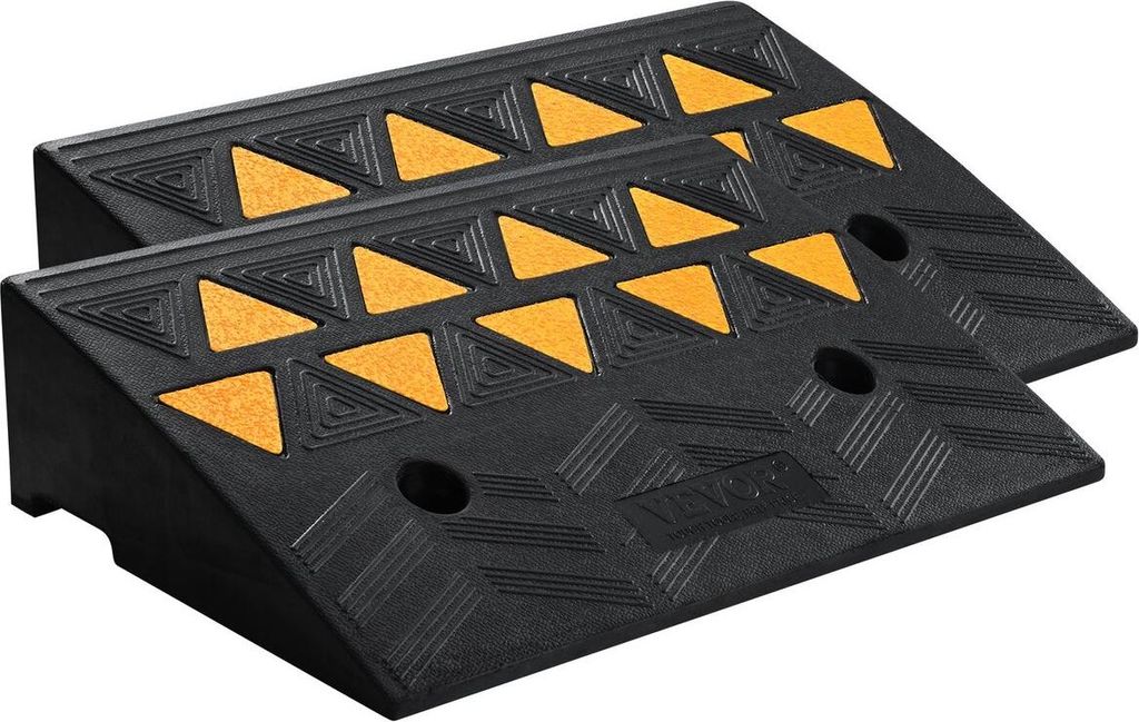 Gummi-Auffahrrampe, 2er-Pack, 5" Steigungshöhe, hochbelastbar, 33069 lbs/15 t Tragkraft, Schwellenrampen, Auffahrrampen mit stabiler Gitterstruktu...