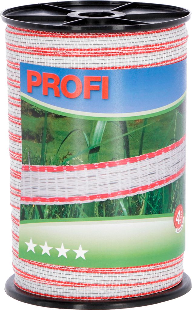 Corral Zaunband Profi 200 m, 12 mm, weiß/rot, 4x0,30 TriC