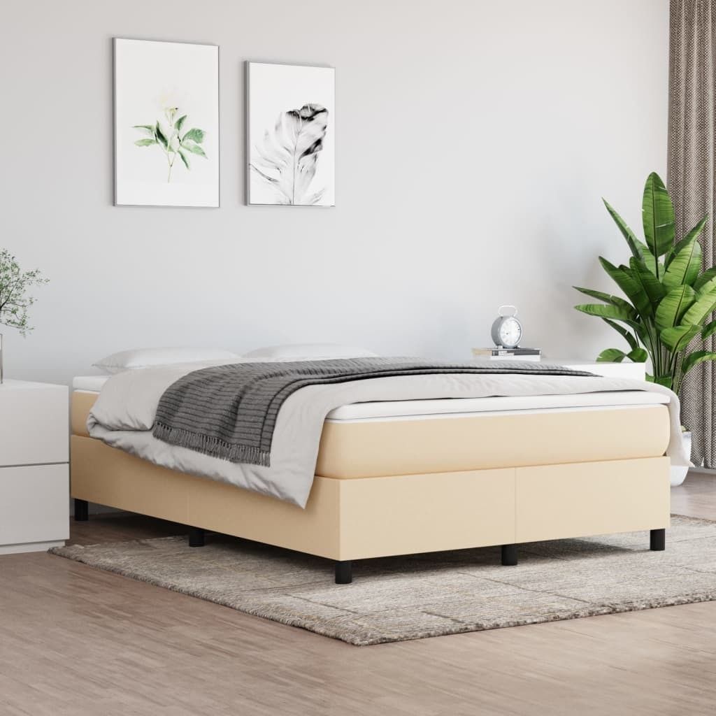 "Rabatt" Boxspring-Bettrahmen 2 Personen - Schlafzimmerbett - Creme 140x200 cm Stoff - Klassische Betten CC4579