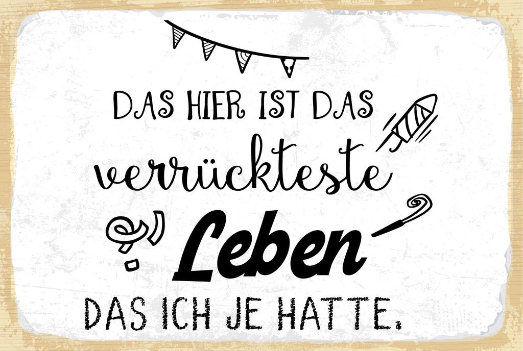 vianmo Holzschild 12x18 cm Das verrückteste Leben das ich je hatte