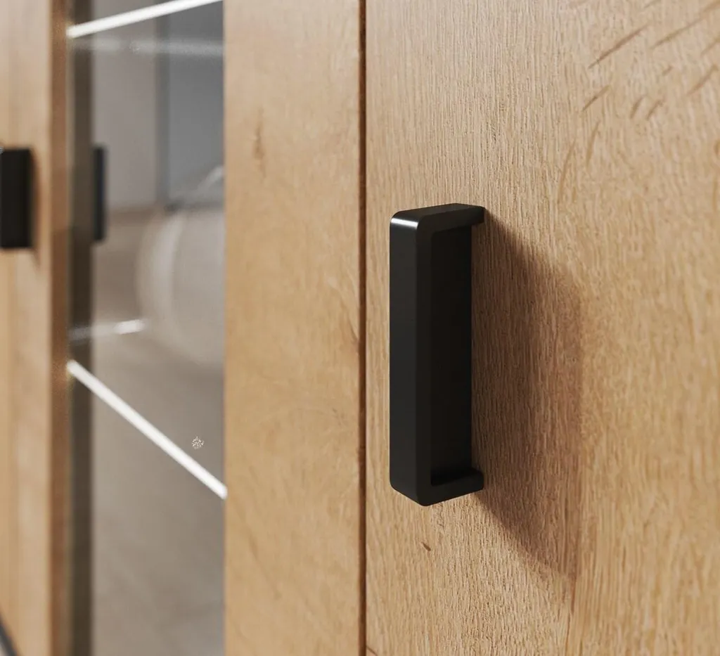 Buffet SOHOKOM LEF Chêne Lefkas 3 Portes et 4 Étagères Design Noir