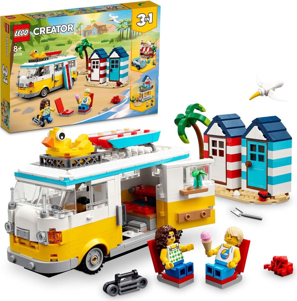 LEGO 31138 Creator 3in1 camper da spiaggia, casa estiva, Immagine del prodotto 