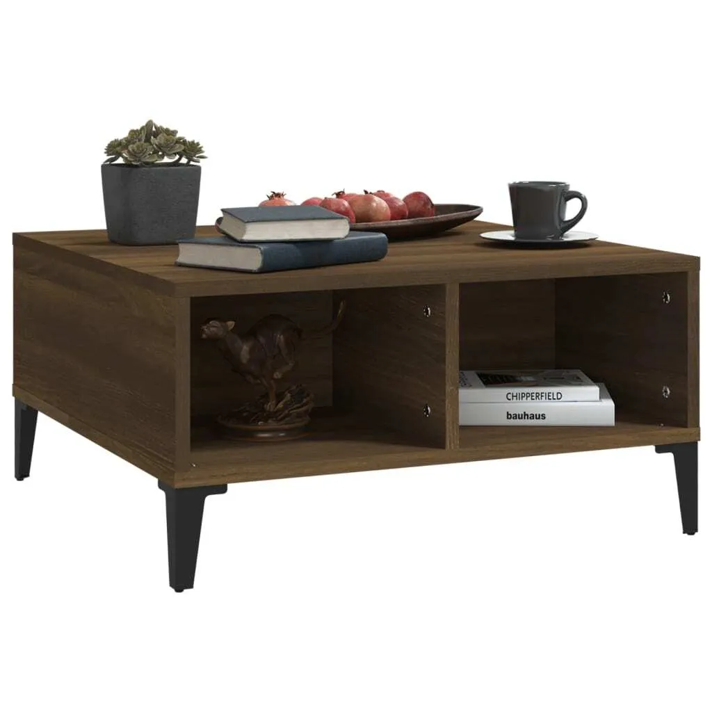 Table basse résistante aux taches 60x60 cm marron chêne facile à monter - 5