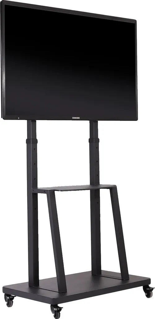 Support TV réglable en hauteur sur roulettes avec étagère média - Noir