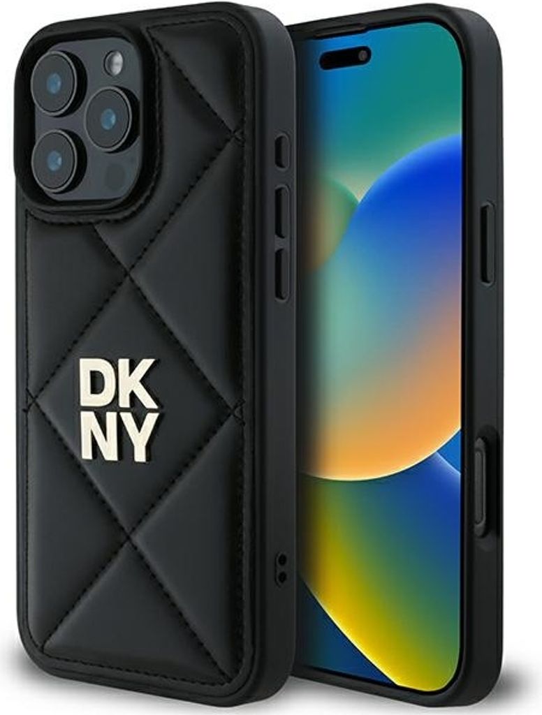 DKNY DKHCP16LPQDSLK iPhone 16 Pro 6.3" schwarz Quilted Stack Logo Schutzhülle