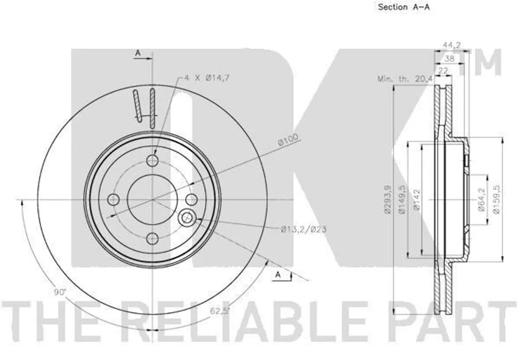 Kit 2 Disques de Frein NK 204040 pour MINI R50/R53 - Avant 44.1mm